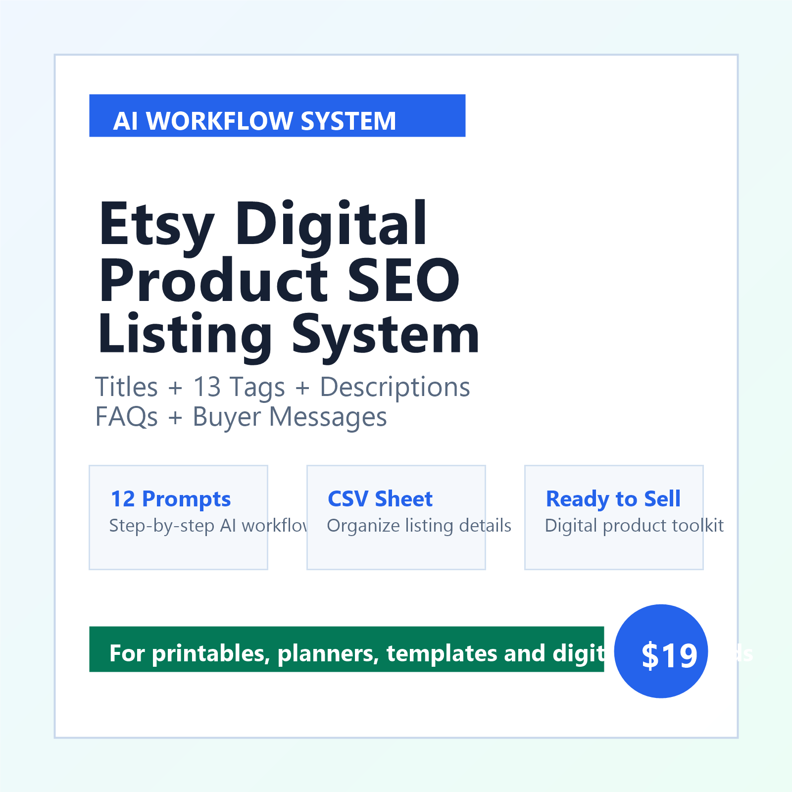 Etsy Digital Product SEO Listing System cover