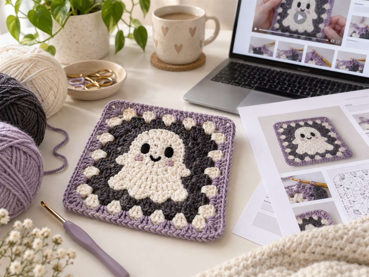 Ghost Granny Square mockup