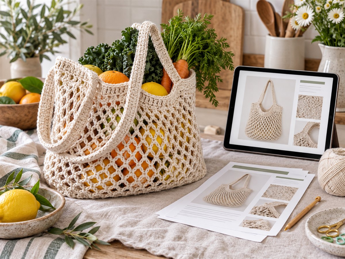 Willow Mesh Market Bag mockup