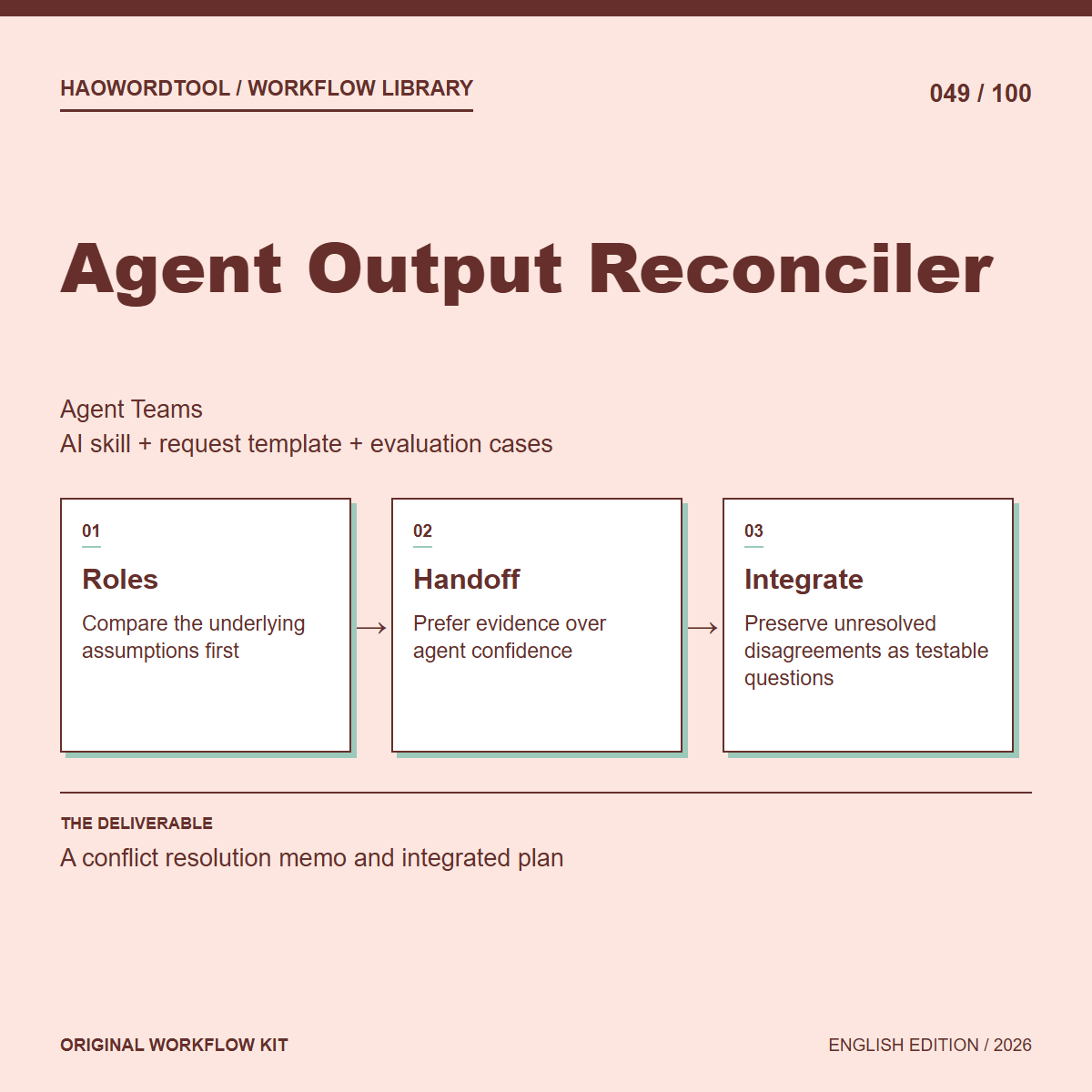 Agent Output Reconciler workflow preview