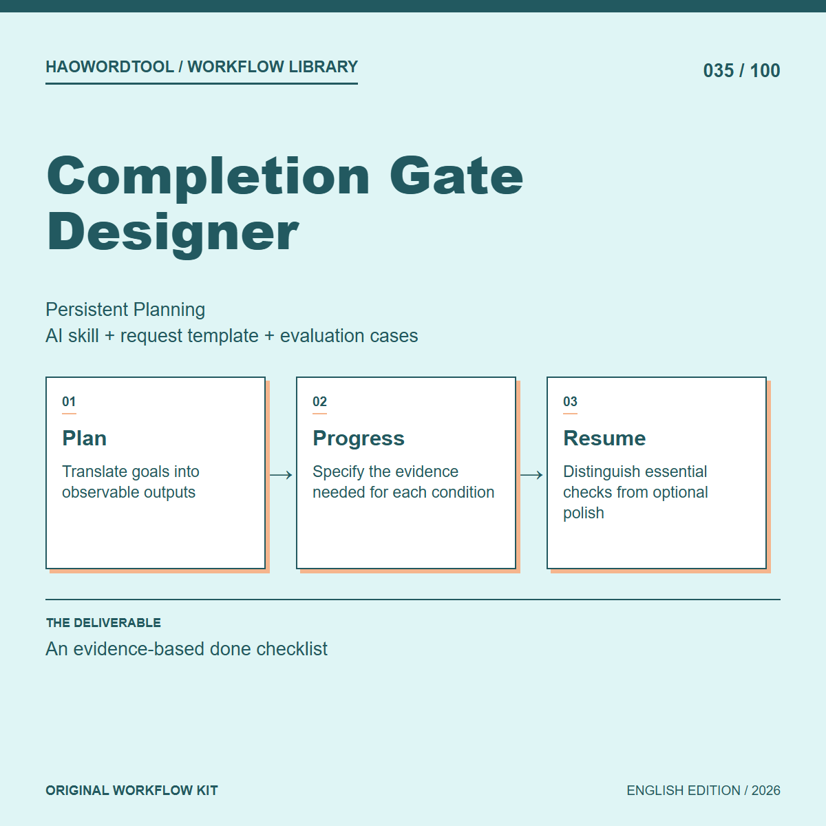 Completion Gate Designer workflow preview