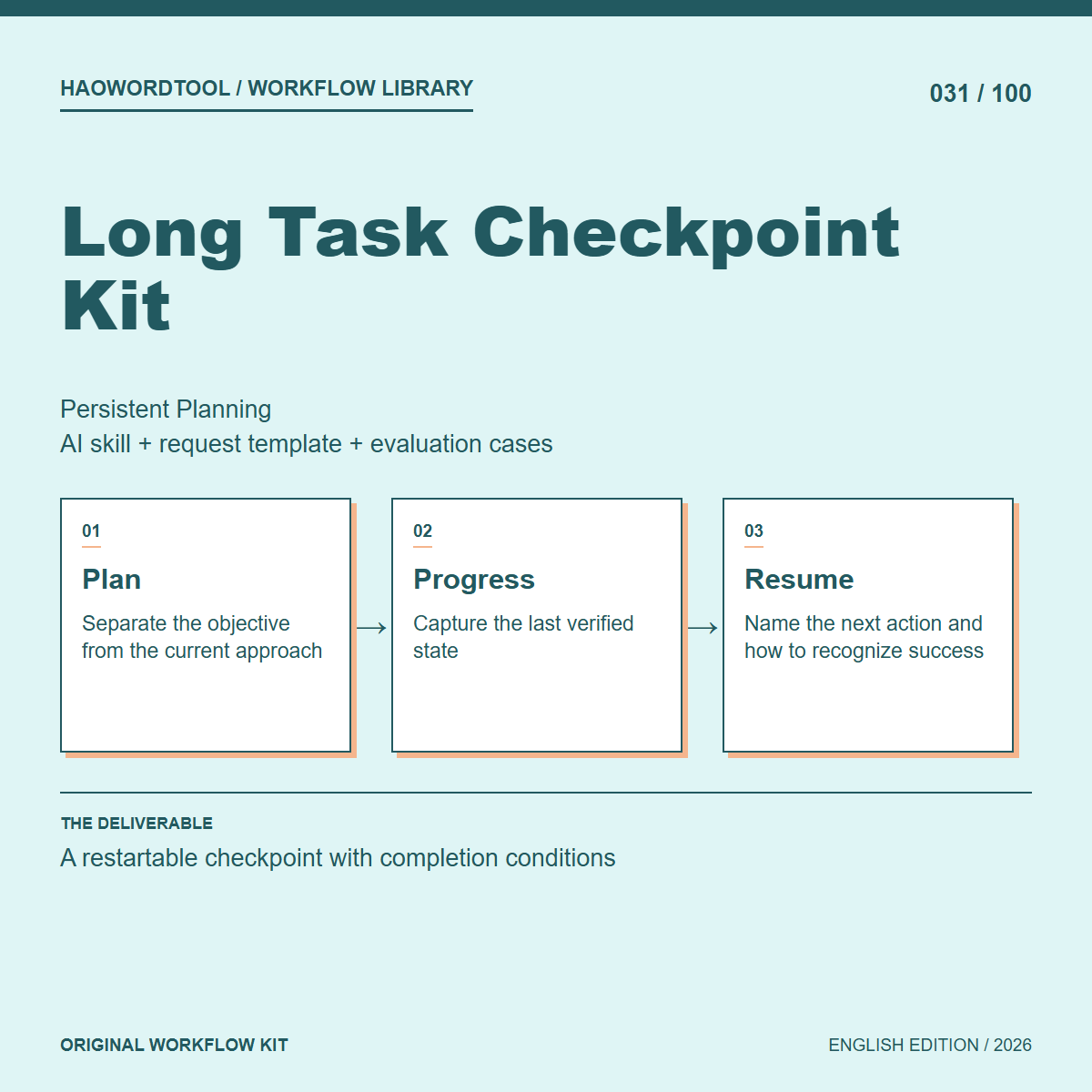 Long Task Checkpoint Kit workflow preview