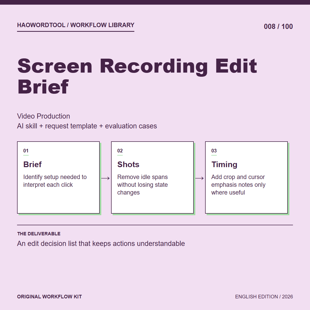 Screen Recording Edit Brief workflow preview
