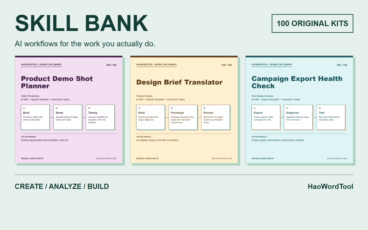 SKILL BANK collection of original AI workflow kits